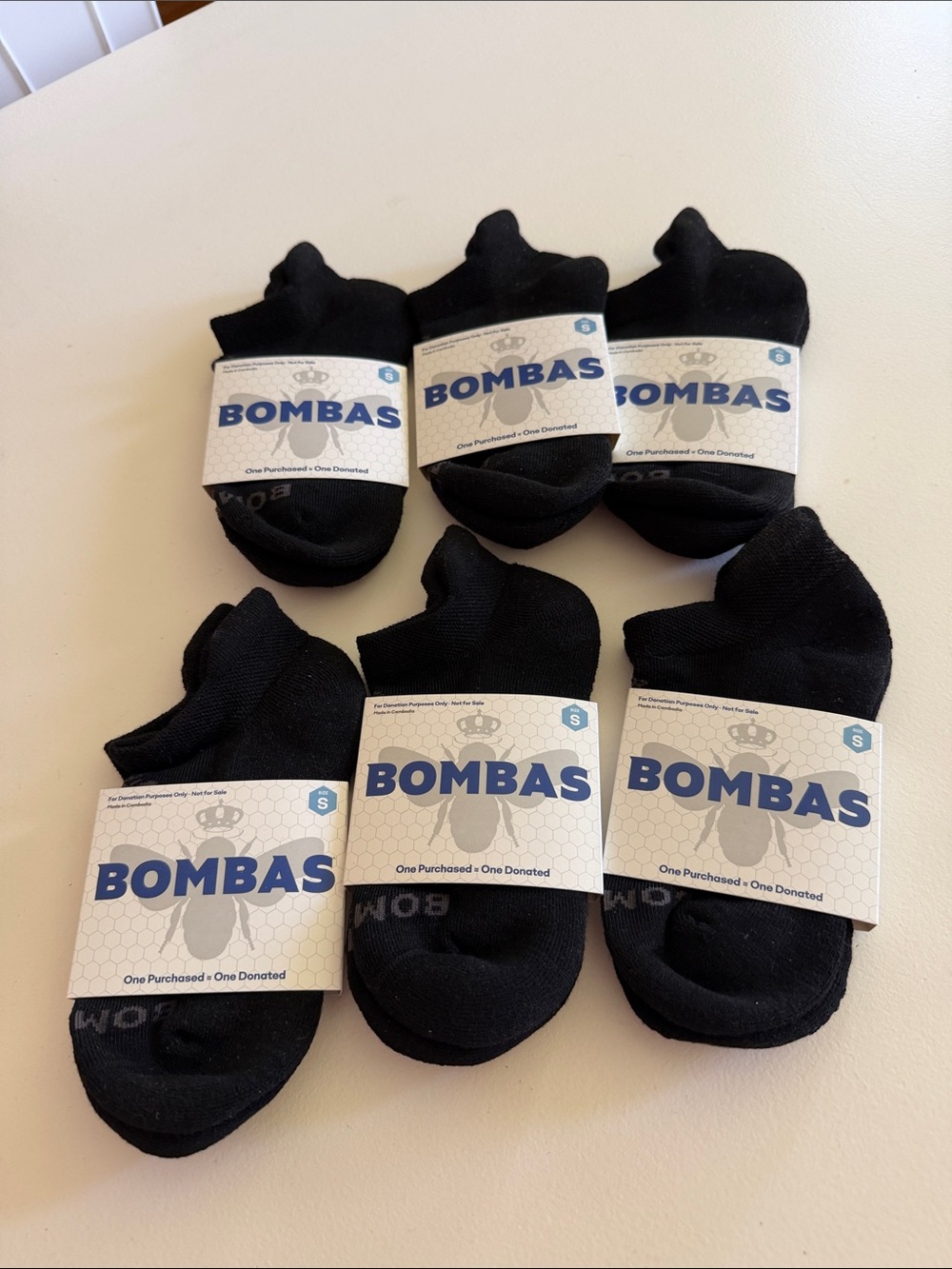 Bombas Men's Black No-Show Athletic Socks - 6 Pack Sz Small